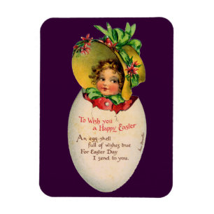 Magnet Flexible Pâques victorien, fille vintage avec bonnet dans u