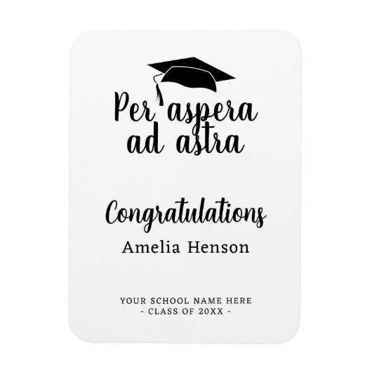 Magnet Flexible Par aspera ad astra Latin Congrat Graduation Cap (Vertical)