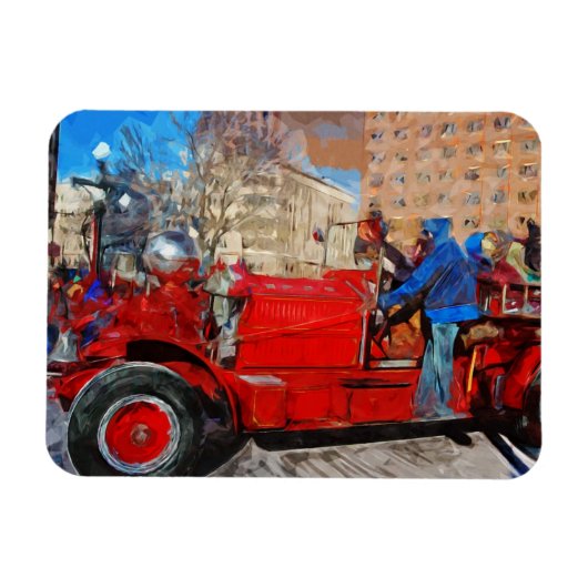 Magnet Flexible Parading Antique Fire Truck Impressionnisme Abstra (Horizontal)