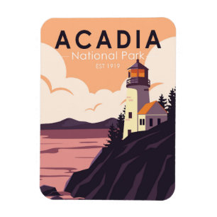 Magnet Flexible Parc national Acadia Phare du Maine Vintage
