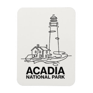 Magnet Flexible Parc national Acadia Phare Line Art