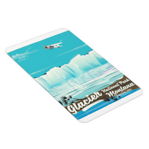 Magnet Flexible Parc national de Glacier, Montana affiche vintage