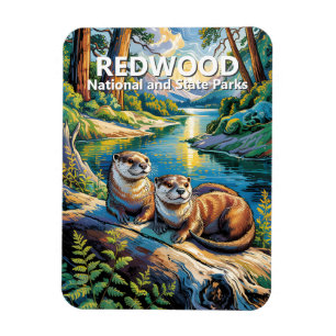 Magnet Flexible Parc national de Redwood Animaux Loutres Style Van
