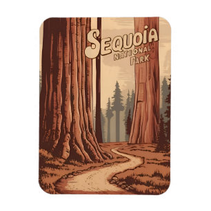Magnet Flexible Parc national de Sequoia Vintage voyage Graphisme 
