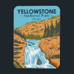 Magnet Flexible Parc national de Yellowstone Chutes Vintages<br><div class="desc">Design vectoriel de la forêt de Yellowstone. Le parc comprend des canyons spectaculaires,  des rivières alpines,  des forêts luxuriantes,  des sources chaudes et des geysers qui brassent,  dont son plus célèbre,  Old Faithful.</div>