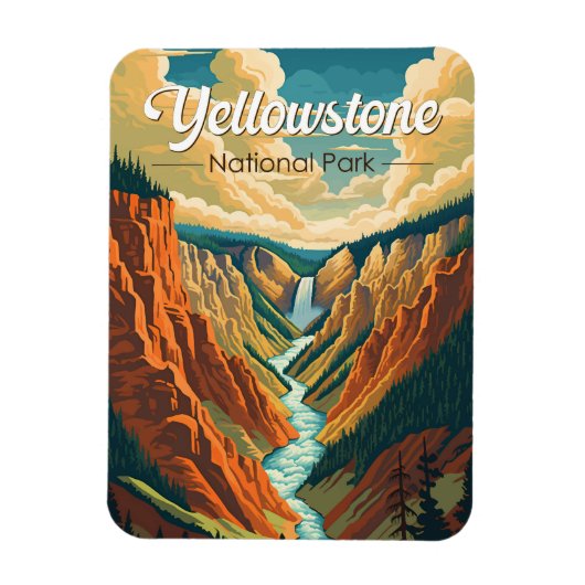 Magnet Flexible Parc national de Yellowstone Grand Canyon Art rétr (Vertical)