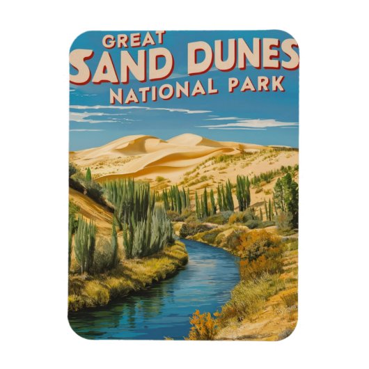 Magnet Flexible Parc national des Dunes de sable Great Sand Retro (Vertical)