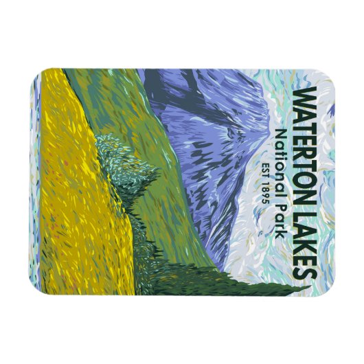 Magnet Flexible Parc national des Lacs-Waterton Canada Voyage Vint (Horizontal)