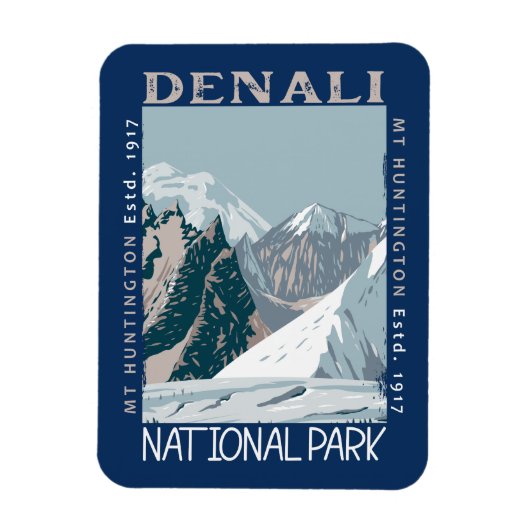 Magnet Flexible Parc national du Denali Alaska Mont Huntington Ret (Vertical)