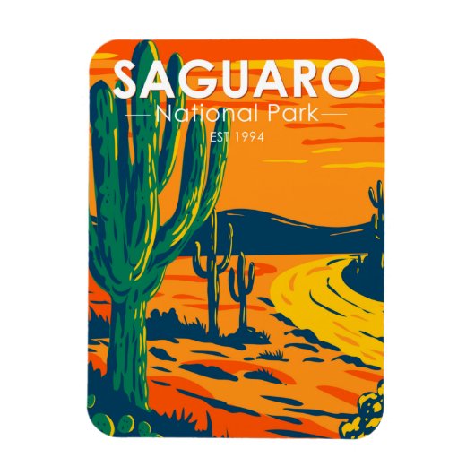 Magnet Flexible Parc national du Saguaro Arizona Vintage (Vertical)