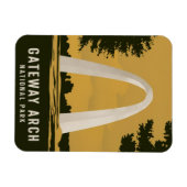 Magnet Flexible Parc national Gateway Arch Art de voyage rétro (Horizontal)