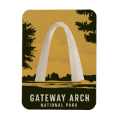 Magnet Flexible Parc national Gateway Arch Art de voyage rétro (Vertical)