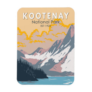 Magnet Flexible Parc national Kootenay Canada Vintage d'art touris
