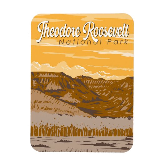 Magnet Flexible Parc national Theodore Roosevelt Illustration Art (Vertical)