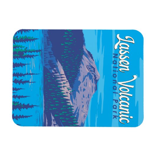 Magnet Flexible Parc national volcanique de Lassen Illustration Vo (Horizontal)