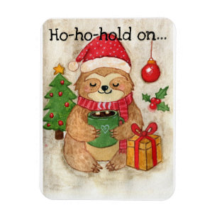 Magnet Flexible Paresseux de Noël avec du chocolat chaud