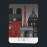 Magnet Flexible Paris Elevages par nuit - Rouge<br><div class="desc">"Paris Elevations by Night Red" par Fab Funky. Les célèbres monuments de Paris la nuit dans des tons rouges et gris.</div>
