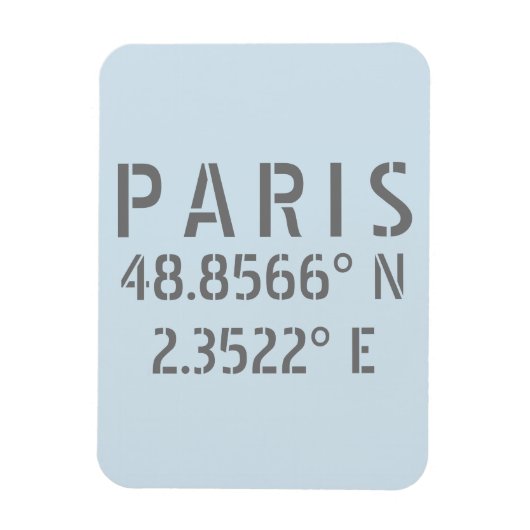 Magnet Flexible Paris Latitude & Longitude (Vertical)