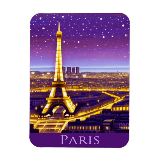 Magnet Flexible Paris sous un ciel étoilé violet (Vertical)
