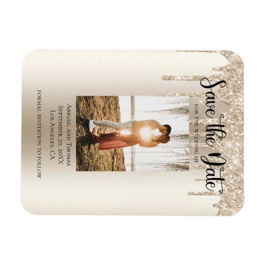 Magnet Flexible Parties scintillant à goutte photo Fiançailles mod (Horizontal)