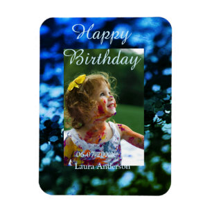 Magnet Flexible Parties scintillant bleu vert photo anniversaire d