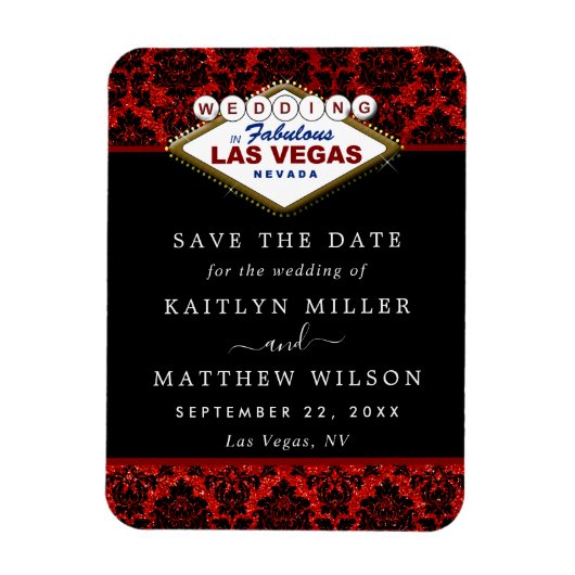 Magnet Flexible Parties scintillant Damask Las Vegas Mariage Enreg (Vertical)