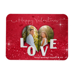 Magnet Flexible Parties scintillant de photos du coeur de la Saint
