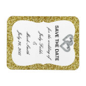 Magnet Flexible Parties scintillant d'or Coeurs de diamant Économi (Horizontal)