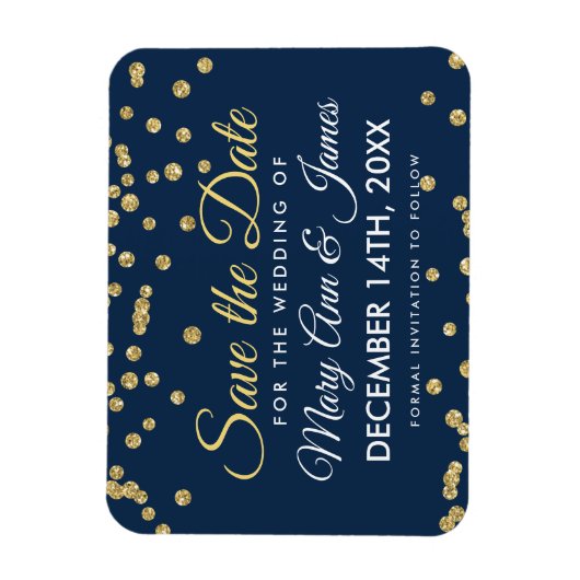 Magnet Flexible Parties scintillant d'or Confetti Marine Mariage E (Vertical)