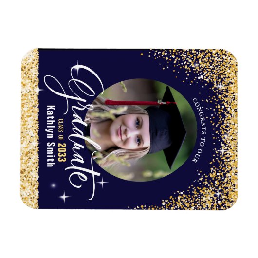 Magnet Flexible Parties scintillant d'or élégant Sparkling Graduat (Horizontal)