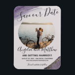 Magnet Flexible Parties scintillant moderne violet gris étincelle<br><div class="desc">Photo moderne simple étincelante enregistrer l'aimant d'invitation de date. Customisez-le avec votre propre photo et informations. Par Miri Creations - Créé pour vous seulement avec vous en tête. Tous droits réservés.</div>