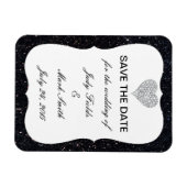 Magnet Flexible Parties scintillant Noire Coeur Diamond Enregistre (Horizontal)