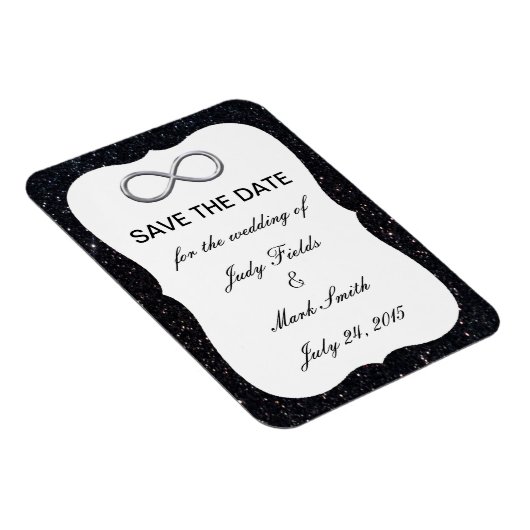 Magnet Flexible Parties scintillant Noire Infinité Argent Enregist (Côté Droit)