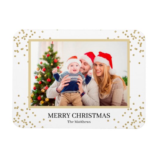 Magnet Flexible Parties scintillant Or moderne Joyeux Noël Photo f (Horizontal)