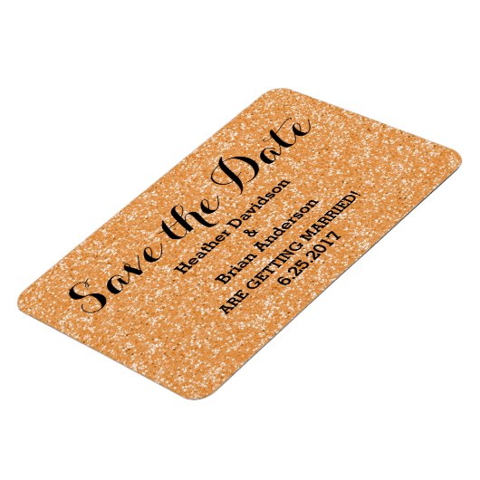 Magnet Flexible Parties scintillant orange Enregistrer la date Fle (Côté Gauche)