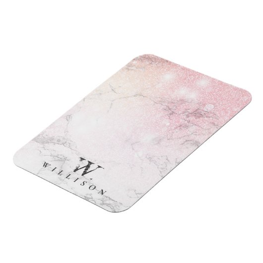 Magnet Flexible Parties scintillant rose en marbre personnalisée (Côté Gauche)