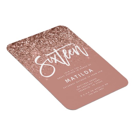 Magnet Flexible parties scintillant rose en or girly douce moderne (Côté Droit)