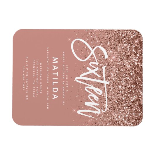 Magnet Flexible parties scintillant rose en or girly douce moderne (Horizontal)