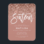 Magnet Flexible parties scintillant rose en or girly douce moderne<br><div class="desc">parties scintillant rose en or rose girly étincelante typographie moderne douce invitation de 16 ans. Design minimaliste moderne sur tendance design avec élégant script. Partie d'une collection d'anniversaire. Parfait pour votre ado glamour.</div>