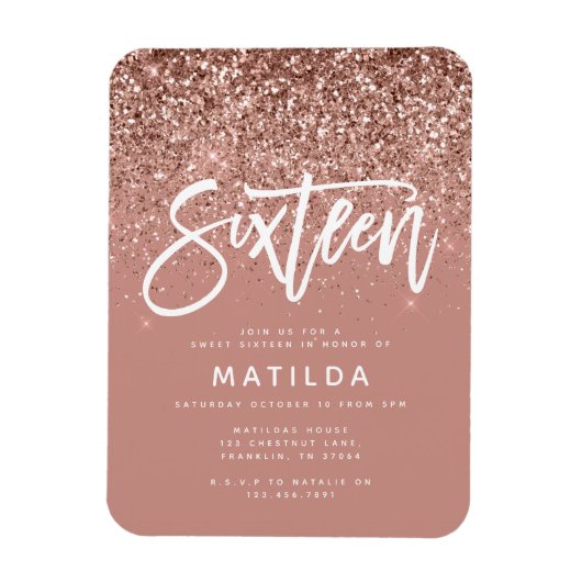 Magnet Flexible parties scintillant rose en or girly douce moderne (Vertical)
