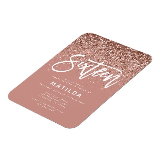 Magnet Flexible parties scintillant rose en or girly douce moderne (Côté Gauche)