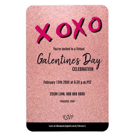 Magnet Flexible Parties scintillant rose Gold Virtual Galentine's (Vertical)