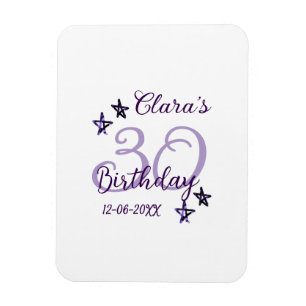 Magnet Flexible Parties scintillant violet étoiles 30e anniversair