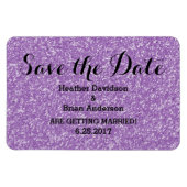 Magnet Flexible Parties scintillant violette Enregistrer la date F (Horizontal)