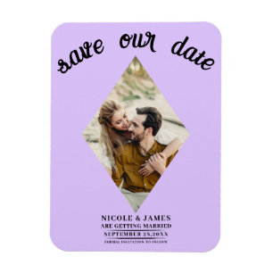 Magnet Flexible Pastel Lavender Diamond Photo Enregistrer la date
