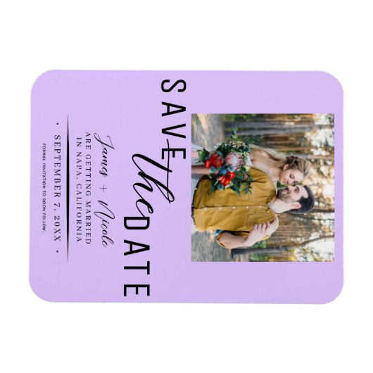 Magnet Flexible Pastel Lavender Enregistrer la date Mariage photo (Horizontal)
