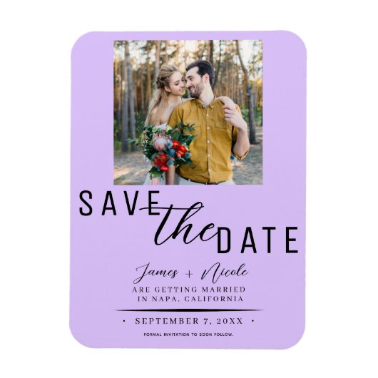 Magnet Flexible Pastel Lavender Enregistrer la date Mariage photo (Vertical)