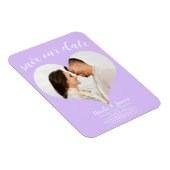 Magnet Flexible Pastel Lavender Heart Photo Wedding Enregistrer la (Côté Droit)