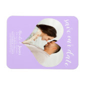 Magnet Flexible Pastel Lavender Heart Photo Wedding Enregistrer la (Horizontal)