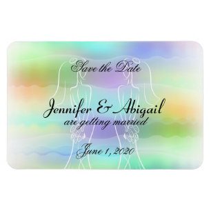 Magnet Flexible Pastel Rainbow Mariées Mariage Enregistrer la date